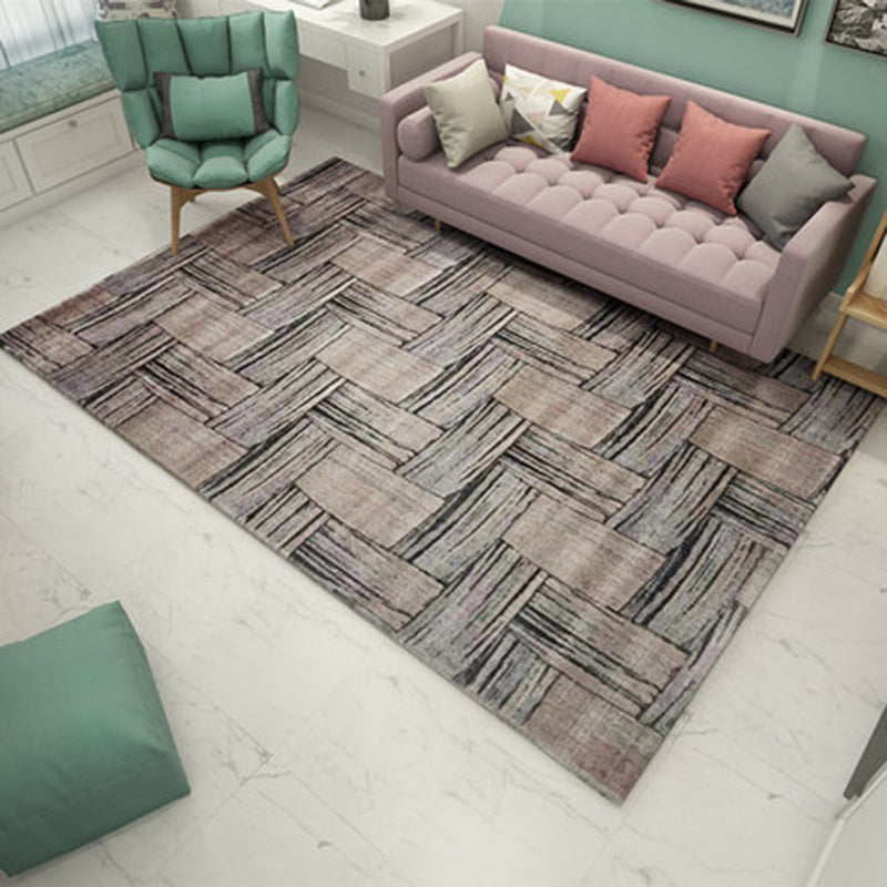 Novelty Living Room Rug in Brown Rectangular Print Rug Polyester Washable Rug