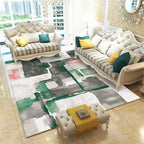 Modern abstract patterned rug Gray and Green Polyester rug Machine washable rug for the bedroom