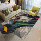 Funky Abstract Pattern Rug Green Multicolor Modern Rug Polyester Washable Non-Slip Back Rug for Living Room