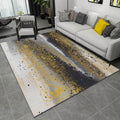Yellow multicolored casual carpet made of polyester with abstract paint splash pattern washable rug for the living room