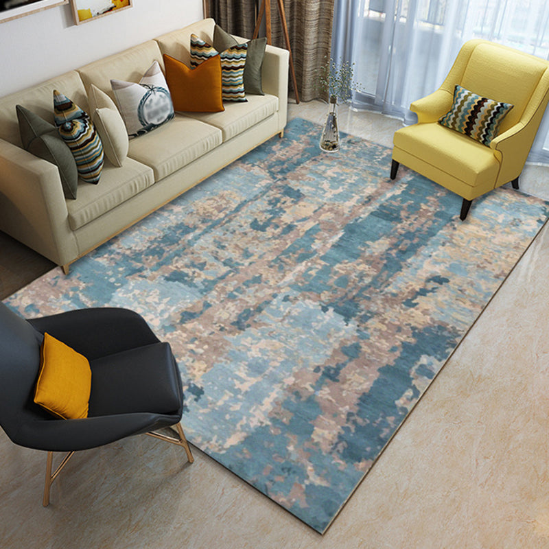 Vintage Abstract Pattern Rug Blue Novelty Rug Polyester Washable Rug for Living Room