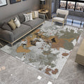 Brown and Gray Casual Carpet Polyester Abstract Print Carpet Washable Carpet for Living Room