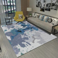 Unique abstract patterned rug gray and blue polyester rug non-slip back washable rug for the bedroom