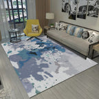 Unique abstract patterned rug gray and blue polyester rug non-slip back washable rug for the bedroom