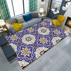 Oriental Moroccan Carpet in Purple Floral Stripe Print Area Rug Polyester Machine Washable Rug for Home Decoration