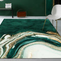 Vintage abstract pattern rug dark green novelty rug polyester washable non-slip backing rug for living room