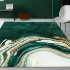 Vintage abstract pattern rug dark green novelty rug polyester washable non-slip backing rug for living room