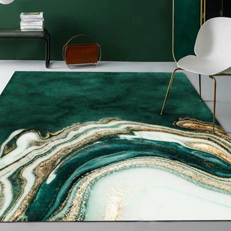 Vintage abstract pattern rug dark green novelty rug polyester washable non-slip backing rug for living room