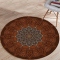 Stylish Floral Pattern Carpet Brown Persian Carpet Flannel Non-Slip Backing Washable Carpet for Living Room