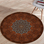 Stylish Floral Pattern Carpet Brown Persian Carpet Flannel Non-Slip Backing Washable Carpet for Living Room