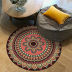 Brown and Yellow Persian Carpet Flannel Floral Pattern Carpet Washable Non-Slip Underlay Carpet for Living Room