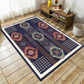 Tribal Southwestern Rug in Blue Chevron Diamond Pattern Rug Polyester 
Pet-friendly Rug for Home Decor