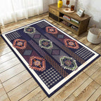 Tribal Southwestern Rug in Blue Chevron Diamond Pattern Rug Polyester 
Pet-friendly Rug for Home Decor