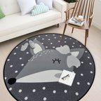 Kids Nursery Rug in Black and Grey Animal Mouse Print Rug Polyester Washable Non-Slip Mat Rug