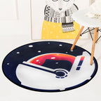Stylish children's rug in blue space pattern rug polyester washable rug for the children's room
