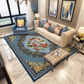 Persian Moroccan carpet in blue and red medallion floral pattern carpet made of polyester washable carpet for home decor