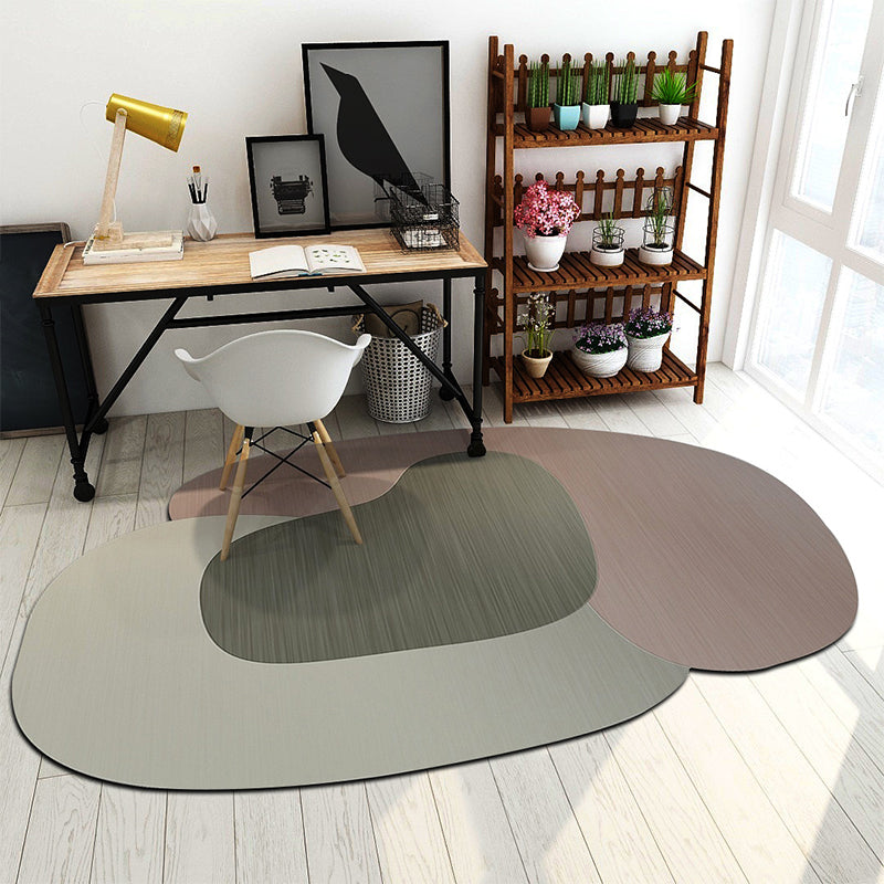 Irregular Bedroom Carpet in Brown and Blue Modern Color Block Pattern Area Rug Polyester Machine Washable Carpet