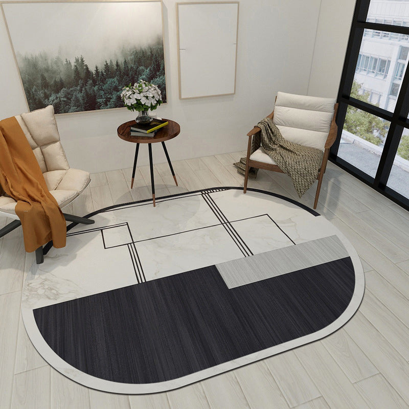 Modern Living Room Irregular Rug Colorful Color Block Pattern Rug Polyester Stain Resistant Area Rug