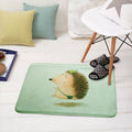 Green and White Children's Room Carpet Kids Animal Peek Hedgehog Pig Fox Pattern Rug Polyester Non-Slip Underlay Carpet
