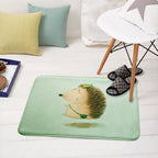 Green and White Children's Room Carpet Kids Animal Peek Hedgehog Pig Fox Pattern Rug Polyester Non-Slip Underlay Carpet