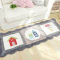 Novelty House Pattern Rug Green and Gray Children's Rug Polyester Washable Pet-Friendly Non-Slip Rug for Children's Room