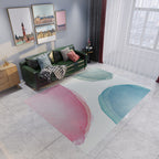 Stylish watercolor pattern rug blue and pink modern rug flannel pet-friendly washable rug for the living room