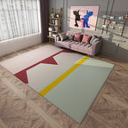Simple Color Block Rug Red and Green Flannel Rug Washable Pet Friendly Non-Slip Rug for the Living Room