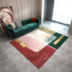 Nordic Colorblock Abstract Rug Red and Blue Modern Rug Polyester Washable Pet-Friendly Non-Slip Rug for the Living Room
