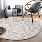 Unique Floral Pattern Rug Gray Bohemian Rug Polyester pet-friendly non-slip backing washable rug for the living room