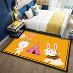 Beautiful multicolored children's carpet polyester animal pattern rug washable pet-friendly non-slip rug for the children's room