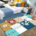 Kids Animal Wallpaper Multicolor Polyester Rug Non-Slip Back Washable Pet-Friendly Rug for Home
