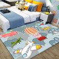 Beautiful blue children's carpet Polyester airplanes and balloon pattern carpet washable pet-friendly non-slip carpet for the children's room