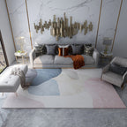 Multicolored Colorblock Rug Polyester Rug Pet Friendly Washable Non-Slip Rug for the Living Room
