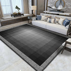 Modernist Ombre Pattern Rug Black Polyester Rug Non-Slip Pet-Friendly Washable Rug for Bedroom