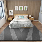 Modernist geometric pattern rug Grey Polyester rug Non-slip Pet friendly Washable rug for bedroom