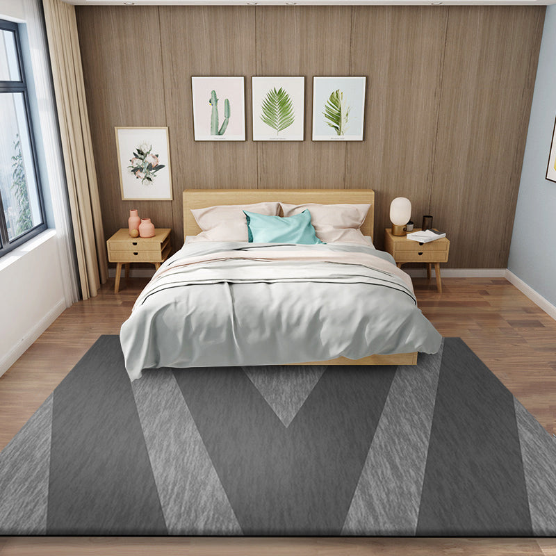 Modernist geometric pattern rug Grey Polyester rug Non-slip Pet friendly Washable rug for bedroom