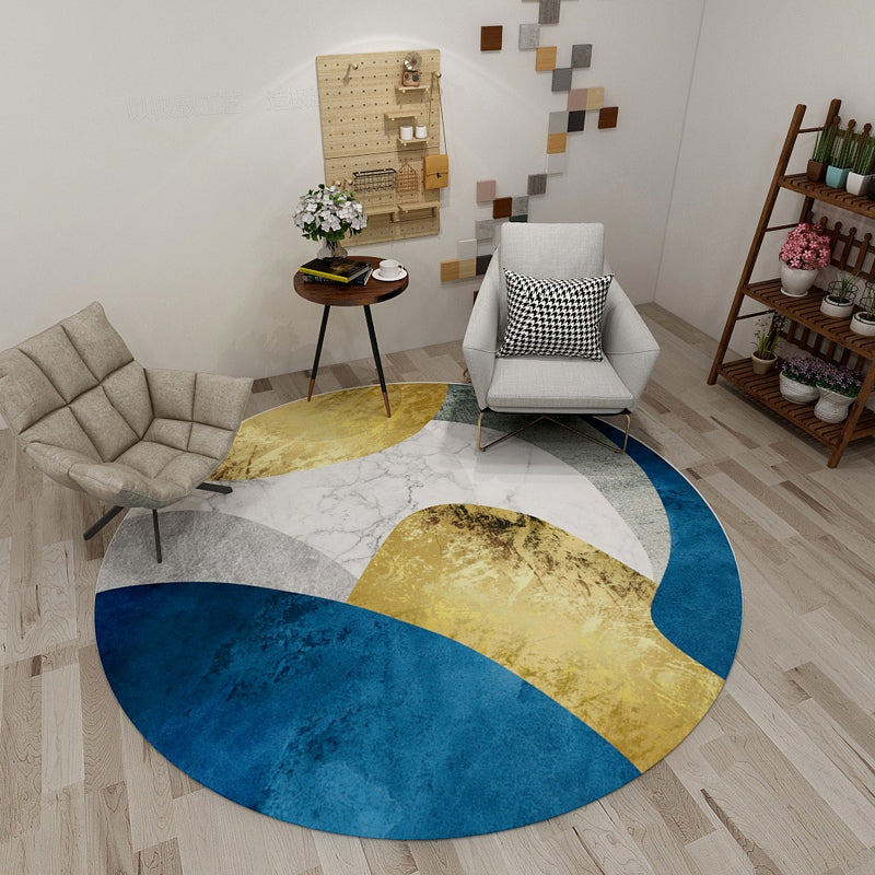 Creative Northern Rug Multi Color Marble Geometric Shapes Carpet Stain-Resistant Pet-Friendly Rug for Living Room