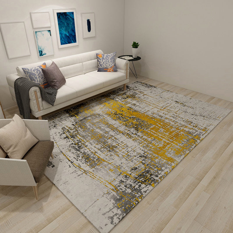 Industrial Rustic Surface Look Carpet Dark Color Polyester Area Rug Stain Resistant Non-Slip Rug for Living Room