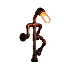 Steampunk Pipe Robot Wall Lamp Single Lamp Wrought Iron Wall Mounted Light Fixture in Black/Bronze/Copper