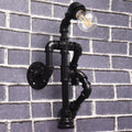 Steampunk Pipe Robot Wall Lamp Single Lamp Wrought Iron Wall Mounted Light Fixture in Black/Bronze/Copper