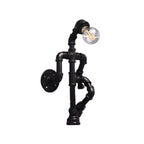 Steampunk Pipe Robot Wall Lamp Single Lamp Wrought Iron Wall Mounted Light Fixture in Black/Bronze/Copper