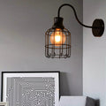 Metal Birdcage Wall Mount Lighting with Gooseneck Arm Vintage 1 Main Wall Lamp Sconces in Black