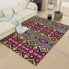 Indian Tribal Diamond Stylish Rug Striped Geometric Rug Made of Polyester Pet-Friendly Stain-Resistant Rug for Indoor Use