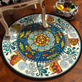 Blue and white bedroom rug southwestern fish tribal rug polyester washable area rug
