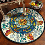 Blue and white bedroom rug southwestern fish tribal rug polyester washable area rug
