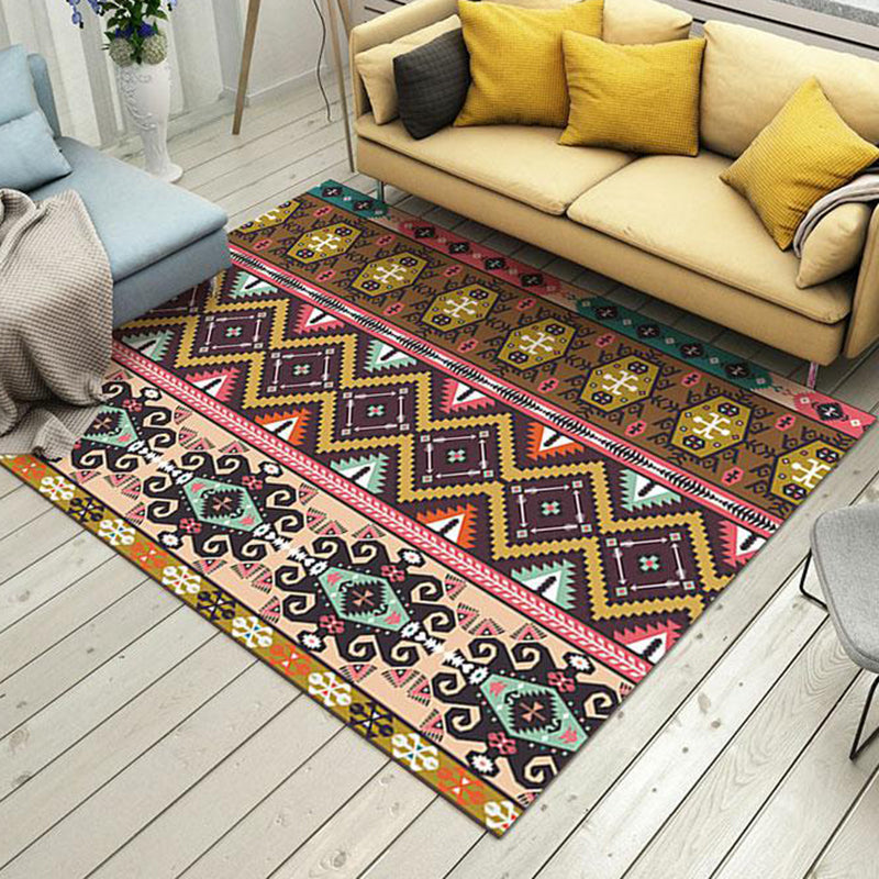 Southwestern Indian Tribe Rug Shown Diamond Geometric Rug Polyester Stain-Resistant Rug for Living Room