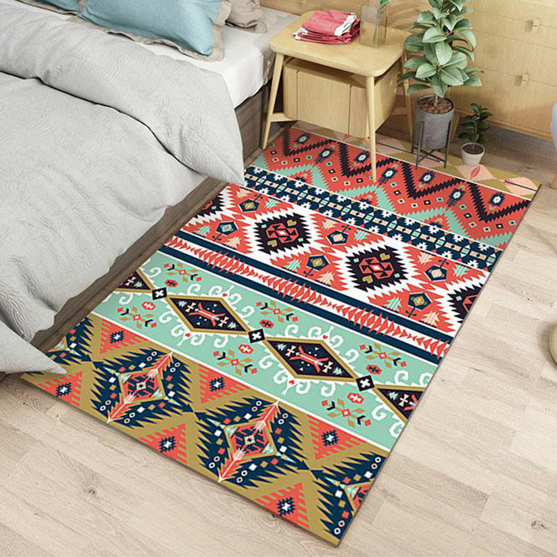 Color Southwest Native Americana Carpet Striped Geometric Area Rug Polyester Stain-Resistant Indoor Rug