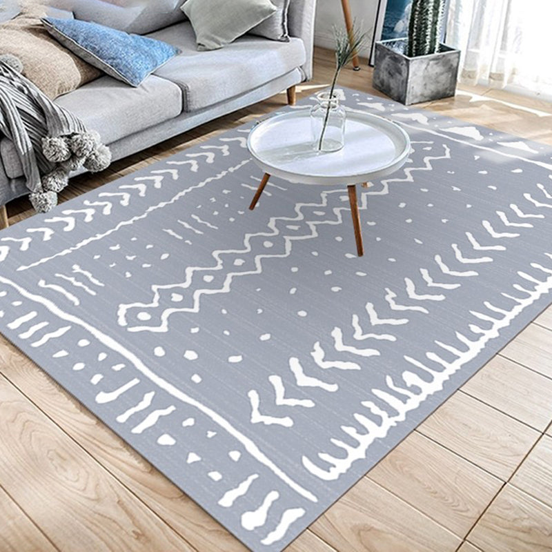 Southwest Area Rug Simple Geometric Chevron Line Washable Rug for Bedroom Woven Non-Slip Rug