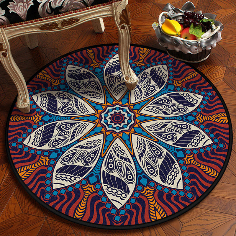 Red and blue Southwestern carpet Polyester Americana rug washable area rug for living room