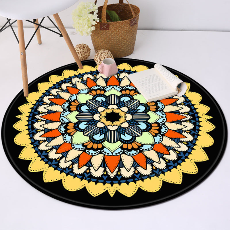 Yellow and black Americana rug Polyester Southwestern rug non-slip backing rug for bedroom